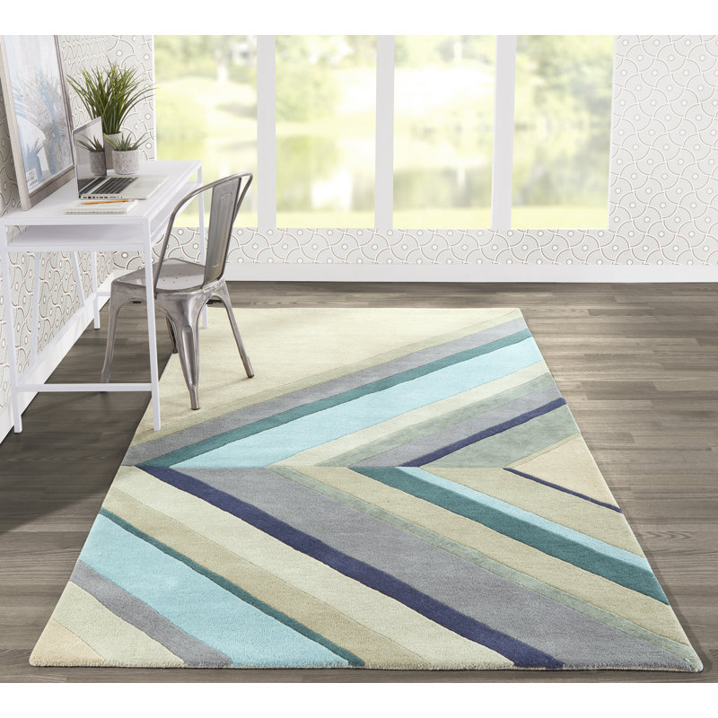 Novogratz Delmar Chevron Handmade Tufted Blue/Gray/Sage Area Rug